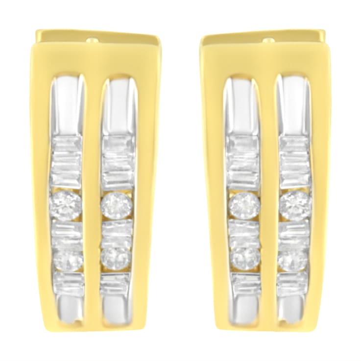 10K Yellow Gold 1/2ctw Diamond Huggie Heart Hoop Earrings