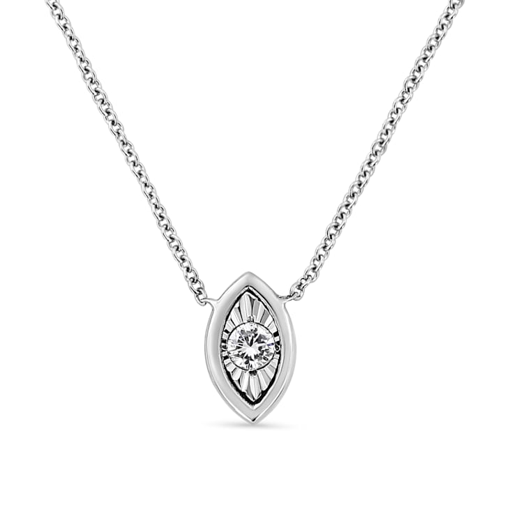 0.10ctw Marquise Diamond Miracle-Set Solitaire 10K White Gold Necklace