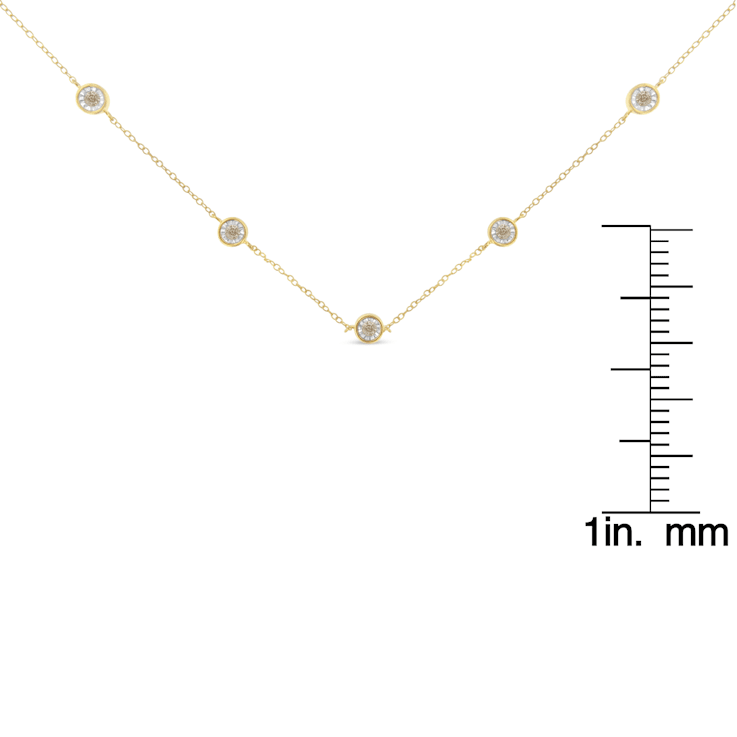 10K Two-tone Gold Over Sterling Silver Diamond Station Necklace (1/2
cttw, K-L Color, I2-I3 Clarity)