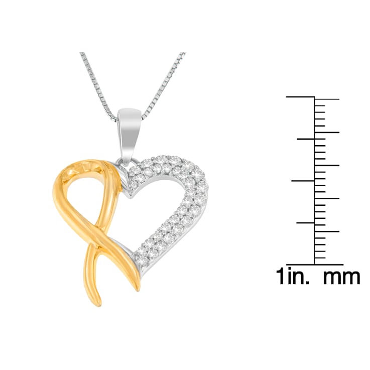 10K Gold Over Sterling Two Toned 1/4ctw Round Cut Diamond Pendant
w\chain (H-I, I2-I3)