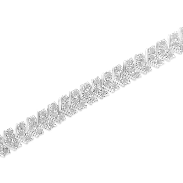 Sterling Silver 2 1/6 ct TDW Diamond Tennis Bracelet