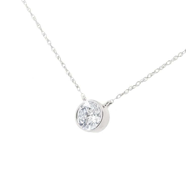 Sterling Silver 1/2 Cttw Diamond Bezel 18" Pendant Necklace (I-J
Color, I2-I3 Clarity)