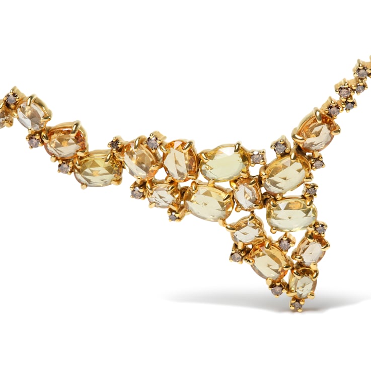 18K Yellow Gold Multi-Size Oval Yellow Sapphire and Brown Diamond
Statement Necklace