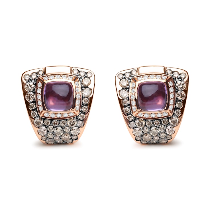 18K Rose Gold Cushion Amethyst with Brown and White Diamonds Cluster
Geometrical Statement Earrings
