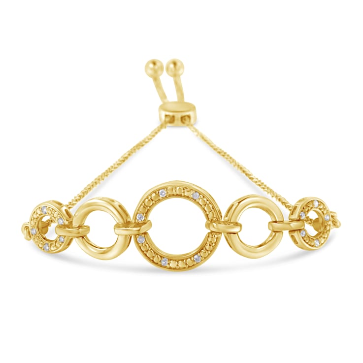 10K Yellow Gold Over Sterling Silver Diamond Accent Graduated Infinity
Open Circle Adjustable Bolo