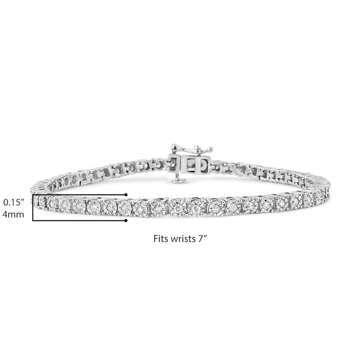Sterling Silver 1.0ctw Miracle-Set Diamond Bezel Tennis Bracelet (I-J
Color, I3 Clarity)