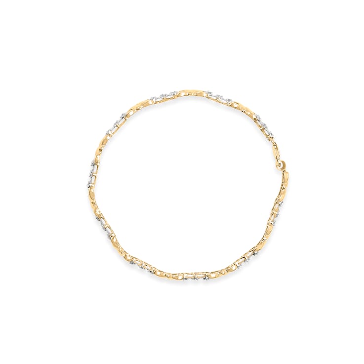 10k Yellow Gold 1/3ctw Diamond 3 Stone and X-Link Bracelet (I-J Color,
I1-I2 Clarity) - 7.50" Inches