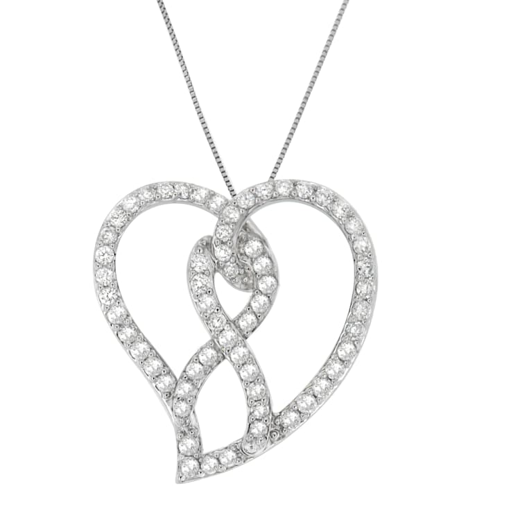 14K White Gold 1.0ctw White Diamond Awareness Ribbon & Open Heart
18" Pendant w\chain