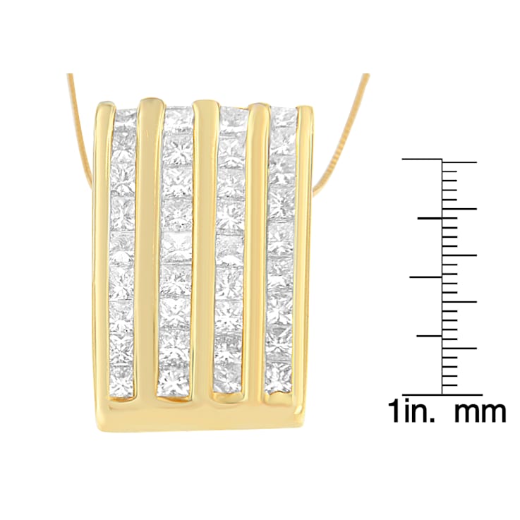 14K Yellow Gold 2 1/3ctw Princess Cut Diamond Block Pendant With Chain
(H-I, SI1-SI2)
