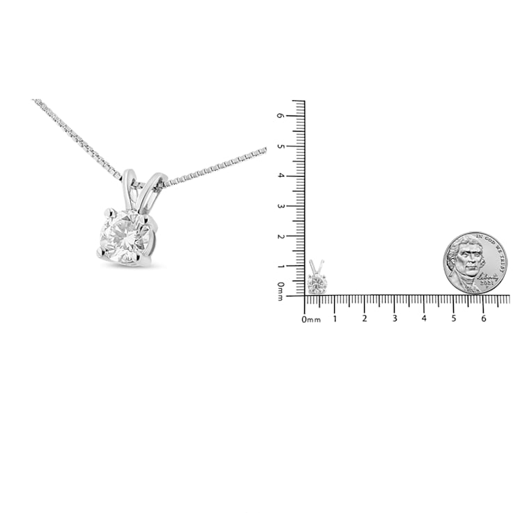 14K White Gold 1/4ctw Round Cut Lab Grown White Diamond 4-Prong
Solitaire Pendant w\chain 18"