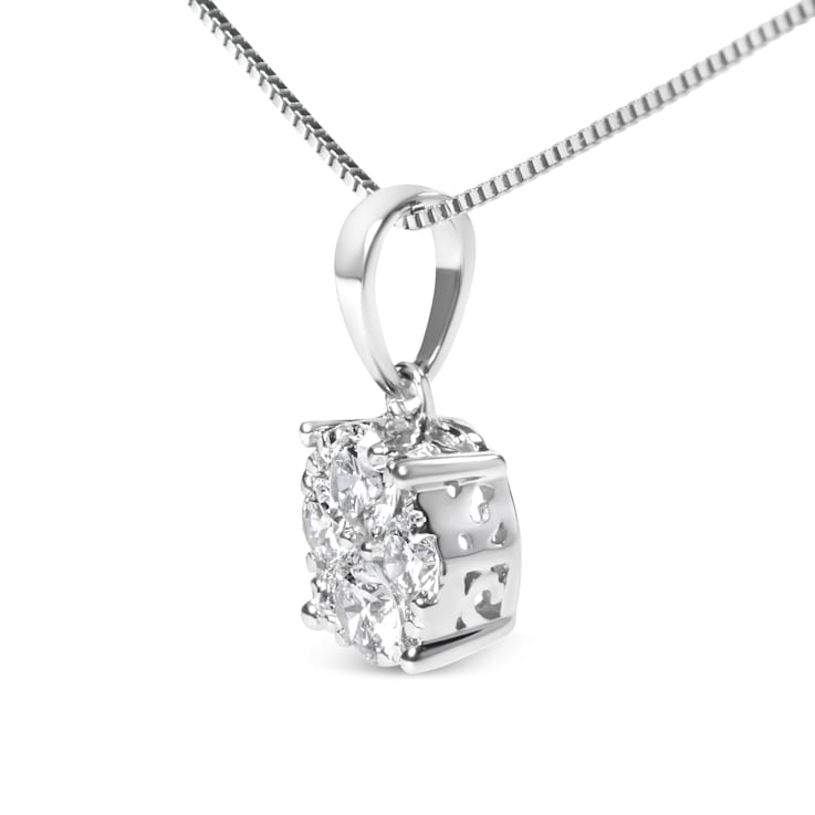 14k White Gold 0.50ctw Lab Grown Diamond Floral Pendant 18"
Chain(G-H Color, VS1-VS2 Clarity)