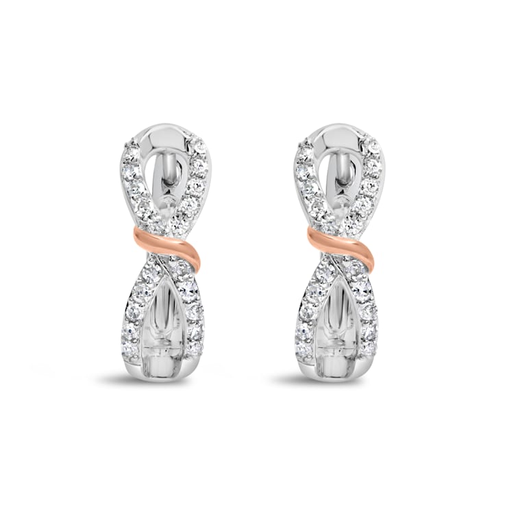 10K Two-tone Gold 1/3 Cttw Diamond Infinite and Ribbon Hoop Earrings
(H-I Color, I1-I2 Clarity)