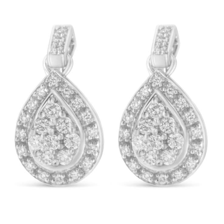 0.75ctw Round Cut Diamond 10K White Gold Earrings
