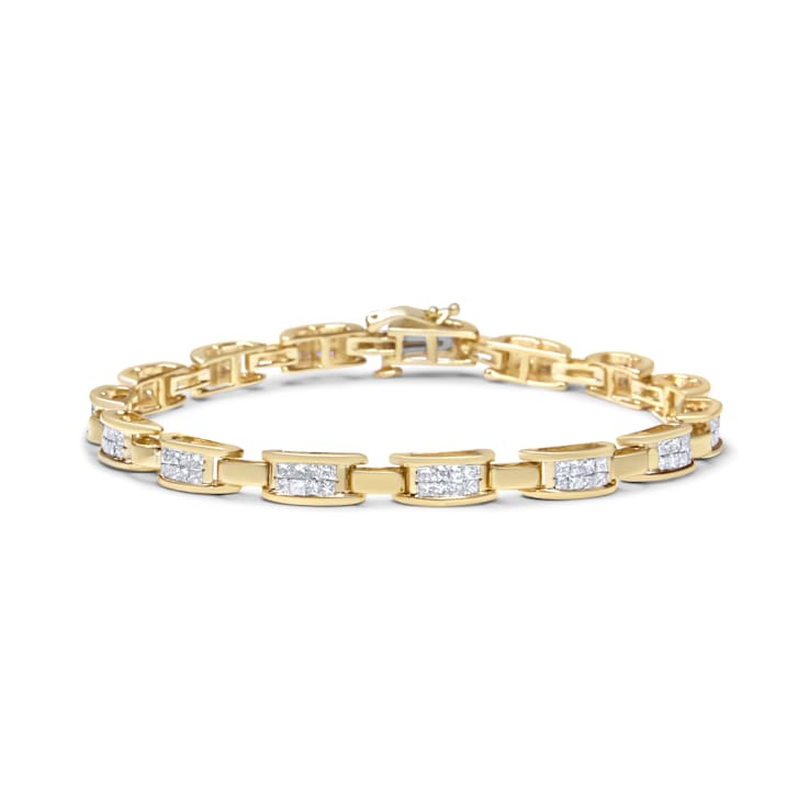 2.00ctw Invisible-Set Princess Cut Diamond 10K Yellow Gold  Tennis Bracelet