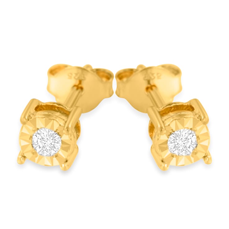 0.20ctw Round Near Colorless Diamond 10K Yellow Gold Over Sterling
Silver Stud Earrings