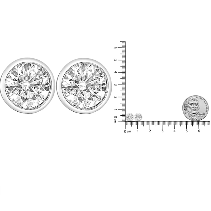 14K White Gold 1.0ctw Lab-Grown Diamond Screw-Back Classic Bezel
Solitaire Stud Earrings