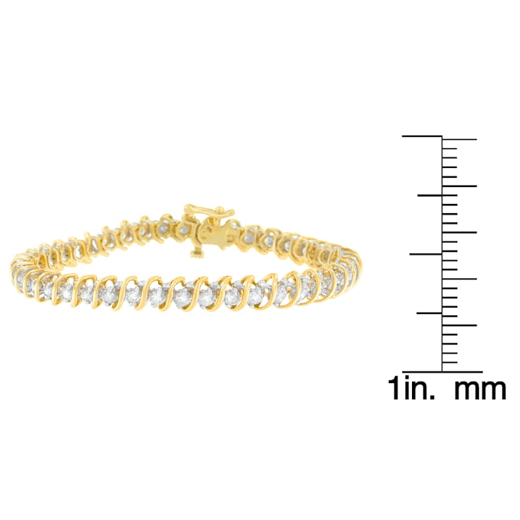 18K Yellow Gold 3.0ctw Round Cut Diamond Tennis Bracelet