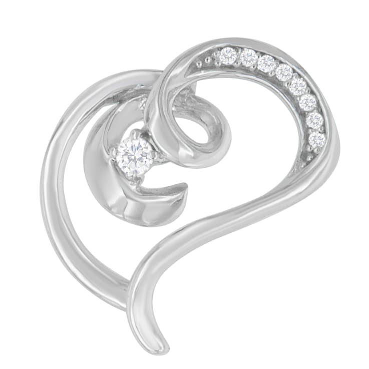 10K White Gold Diamond Accent Espira Open Spiral Twist Heart 'Rings of
Love' 18" Pendant w\chain