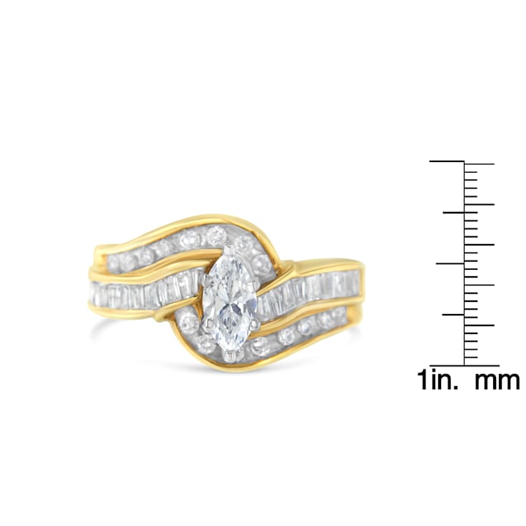 14K Yellow Gold Mixed Shapes Diamond Bypass Ring (1 cttw, H-I Color,
SI1-SI2 Clarity)