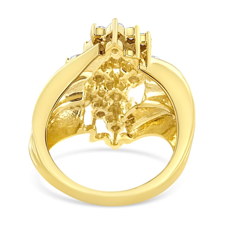 10K Yellow Gold Over Sterling Silver Diamond Cocktail Ring