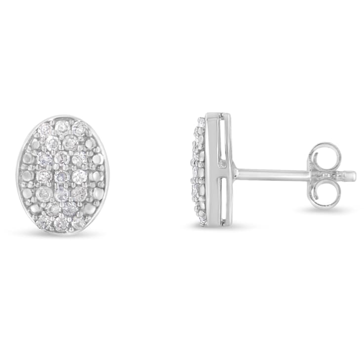 0.50ctw Round-Cut Diamond Sterling Silver Cluster Earrings