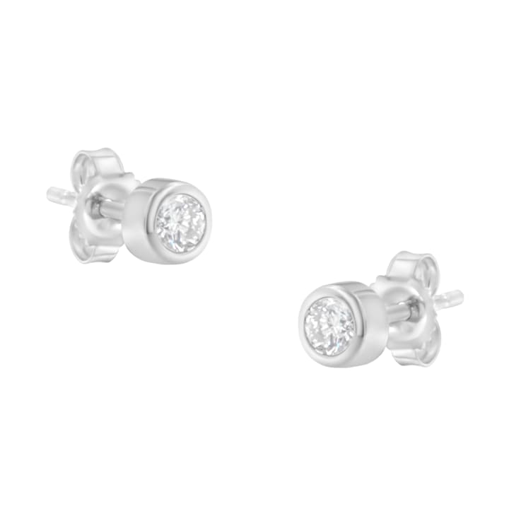 0.20ctw Round Brilliant-Cut Near Colorless Diamond Bezel-Set Stud 10K
White Gold Earrings