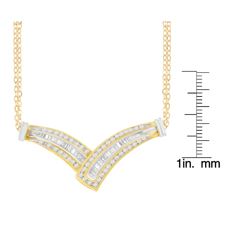 14K Yellow Gold 1/2 cttw Diamond V-Shape Pendant Necklace (I-J, I1