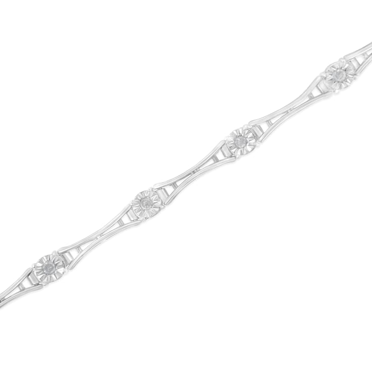 Sterling Silver 1/4 Cttw Diamond Flared-Bar 7" Link-Style Tennis
Bracelet (I-J, I3)