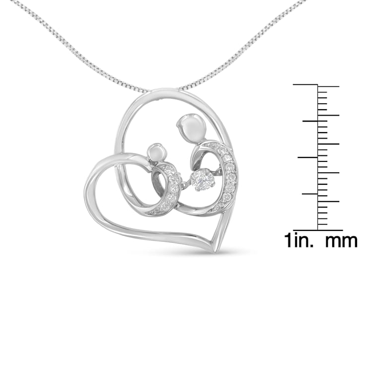Sterling Silver 1/6ctw Diamond Heart Pendant w\chain (H-I, I1-I2)