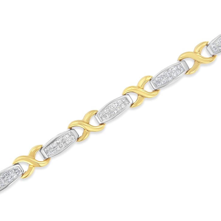 14K Two-Tone Gold 2.0ctw Princess-Cut Diamond Tapered and X