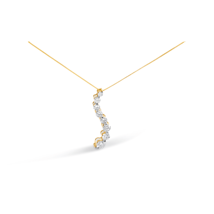 14k Yellow Gold 3.0ctw Mixed Cut Diamond Journey 18" Pendant With
Chain(I-J Color, I2-I3 Clarity)