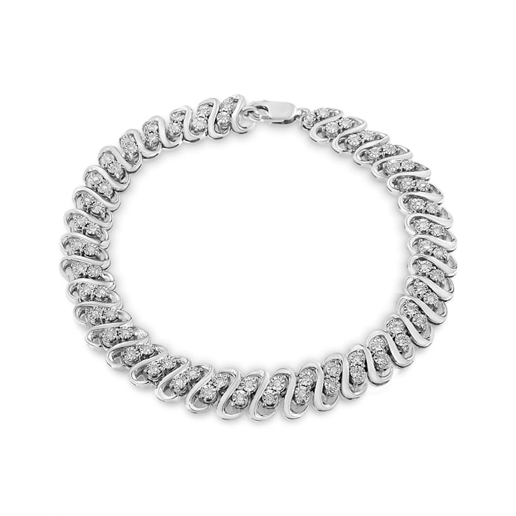 0.50ctw White Diamond Double Row Sterling Silver Tennis Bracelet