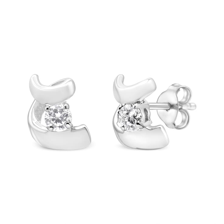0.10ctw Round Cut Diamond Sterling Silver Earrings