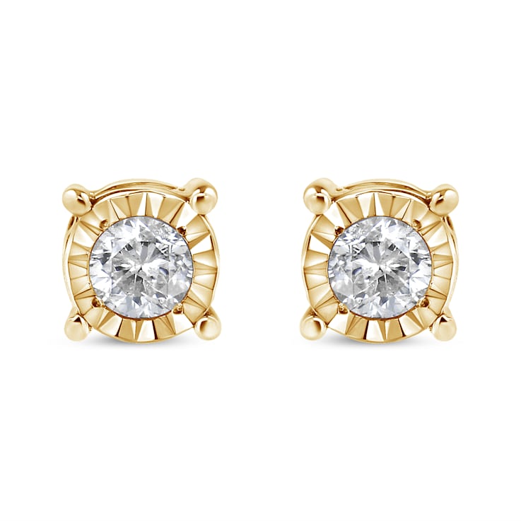 0.20ctw Round Near Colorless Diamond 10K Yellow Gold Over Sterling
Silver Stud Earrings