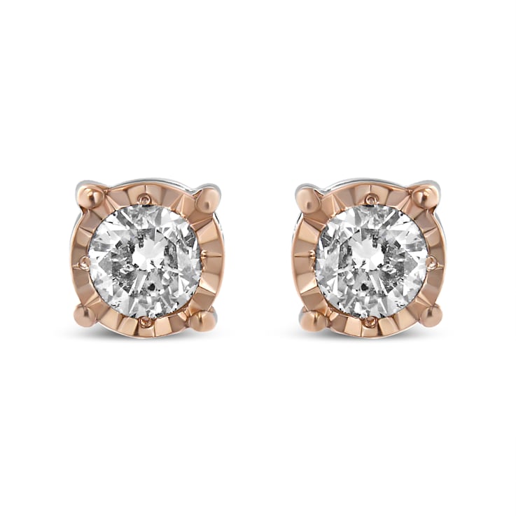 Sterling Two Tone Rounded Diamond Earring Gold Silver Sterling Two Tone Rounded Diamond Earring Gold Silver