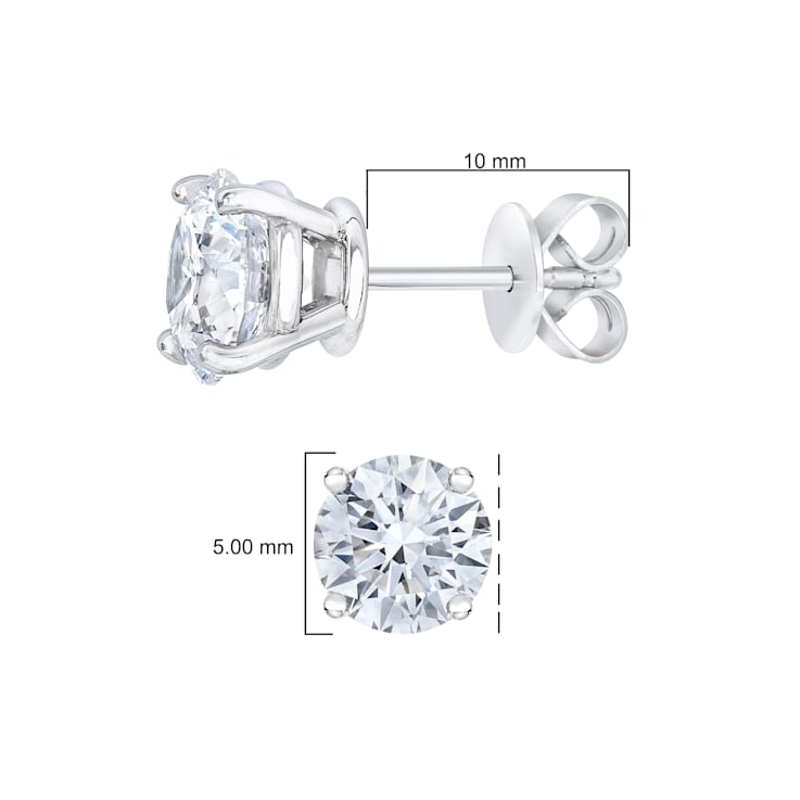 14K White Gold AGS Certified 1.0ctw Brilliant Round-Cut Solitaire
Diamond Push Back Stud Earrings