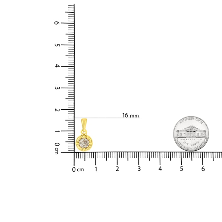 14K Yellow Gold Over Sterling 3/4ctw Diamond Solitaire Pendant
w\chain(K-L Color, I2-I3 Clarity)