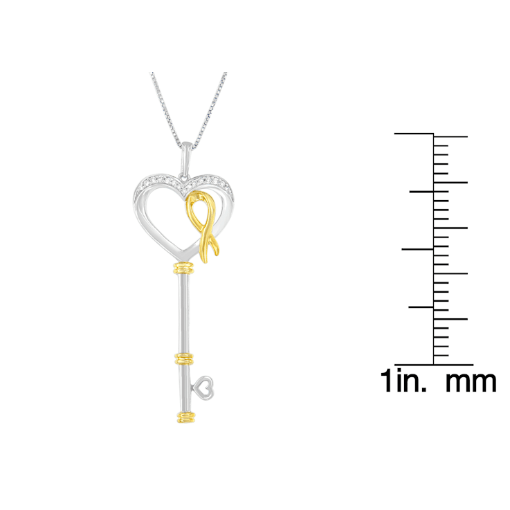 10K Two-Tone Gold Over Sterling Silver 1/10ctw Diamond Key to My Heart
Pendant w\chain(H-I, I1-I2)