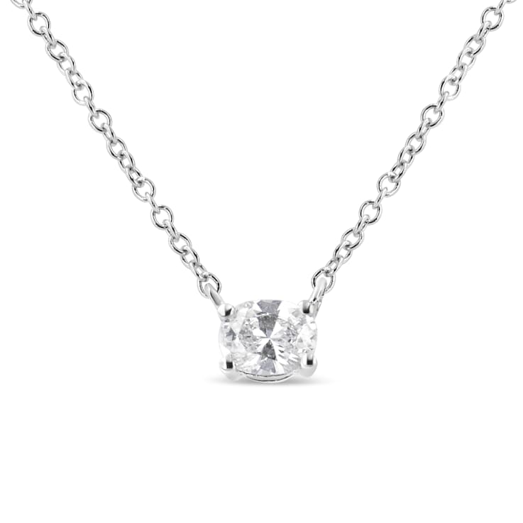 0.20ctw Oval Diamond Solitaire 14K White Gold Necklace