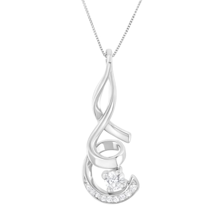 10K White Gold Espira 1/4ctw Round Cut Diamond Sparkling Spiral Pendant
w\chain(H-I, I1-I2)