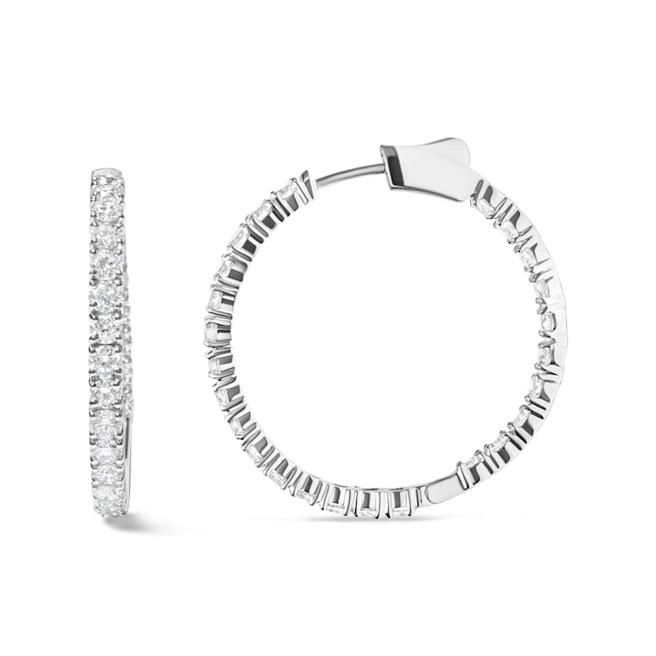 14K White Gold 5.00 Cttw Lab Grown Diamond Inside Out Hoop Earrings (F-G
Color, VS1-VS2 Clarity)