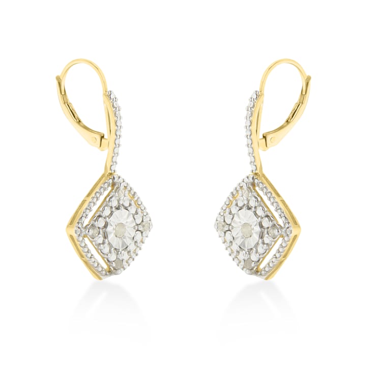 Sterling Silver Rose Diamond Dangle Earring .25ctw