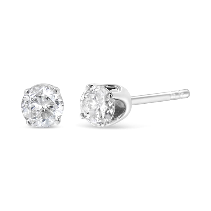 14K White Gold AGS Certified 1.0ctw Brilliant Round-Cut Solitaire
Diamond Push Back Stud Earrings