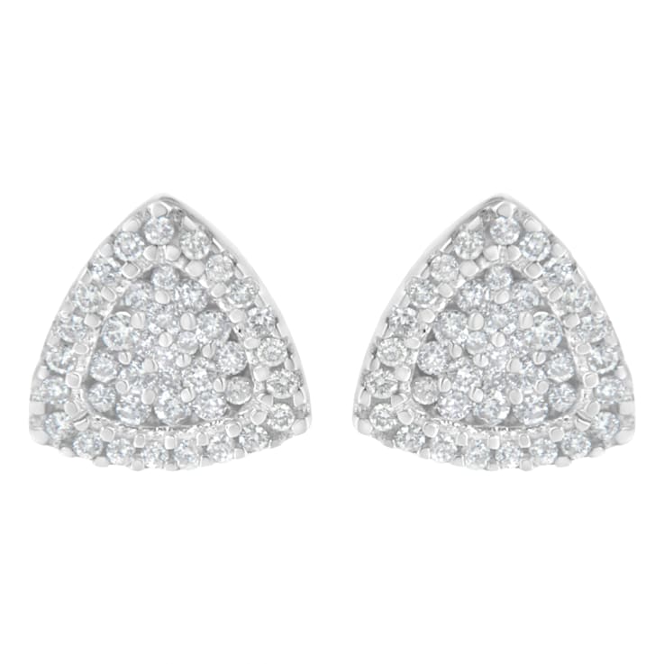 14K White Gold 1/2ctw Trillion Shaped Diamond Stud Earrings