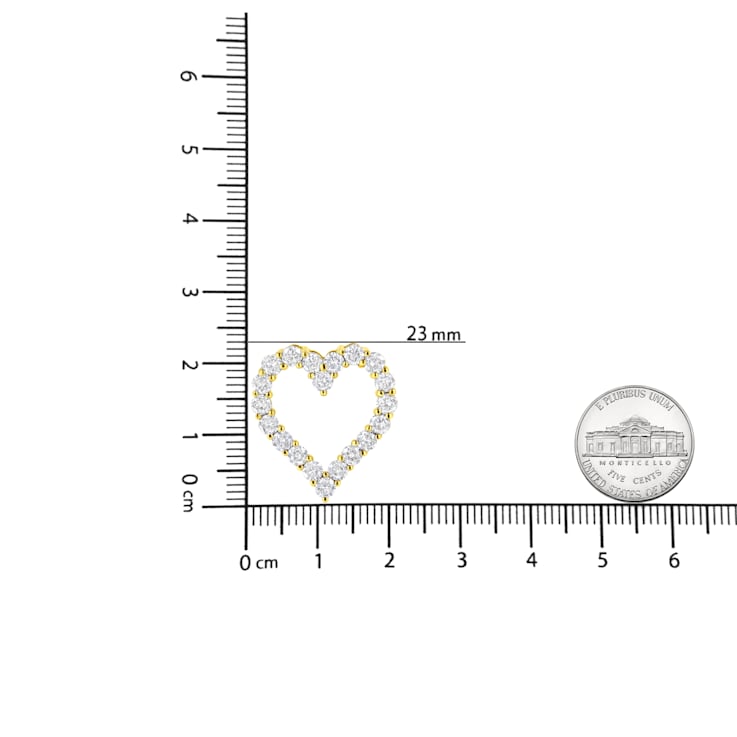 14K Yellow Gold Over Sterling Silver 2.0ctw Diamond Open Heart Necklace
(K-L Color, I2-I3 Clarity)
