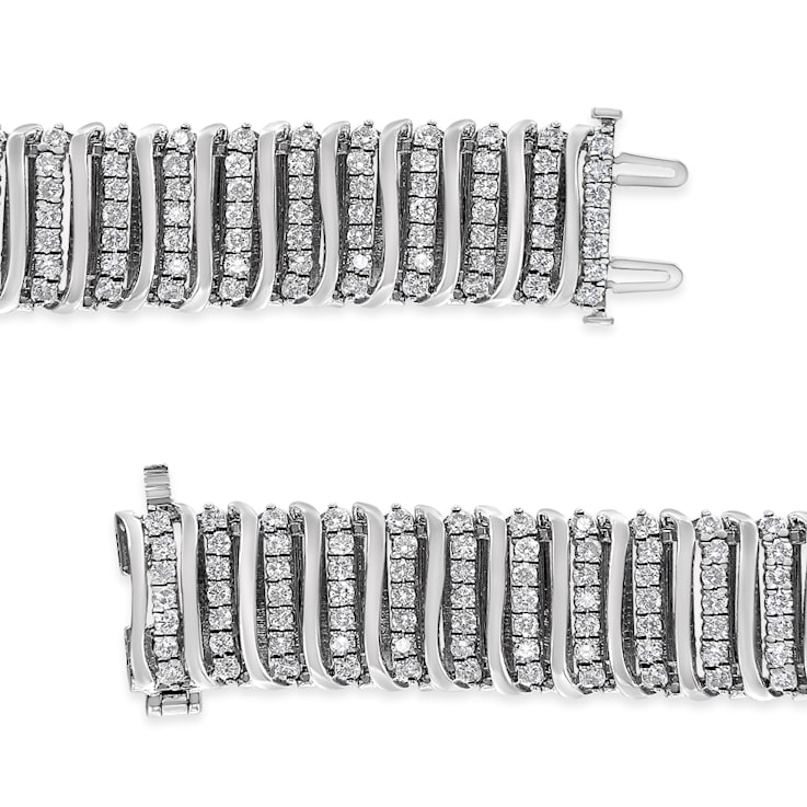 Sterling Silver 8.50ctw Diamond 7 Row Chevron "S" Curved Link
Tennis Bracelet