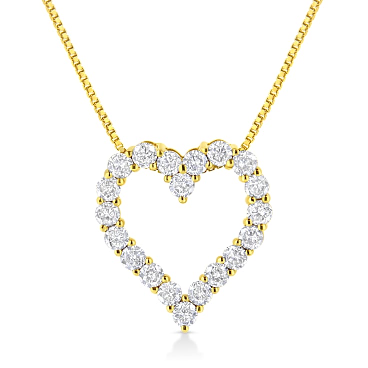 14K Yellow Gold Over Sterling Silver 2.0ctw Diamond Open Heart Necklace
(K-L Color, I2-I3 Clarity)