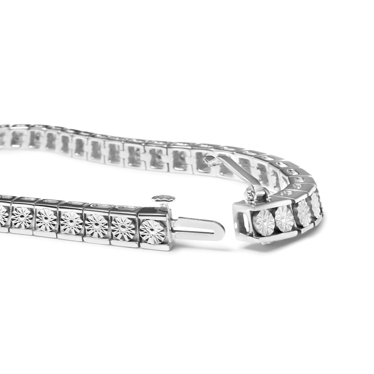 Sterling Silver 1/4ctw Miracle Set Diamond and Bead Link Tennis Bracelet
(I-J Color, I2-I3 Clarity)