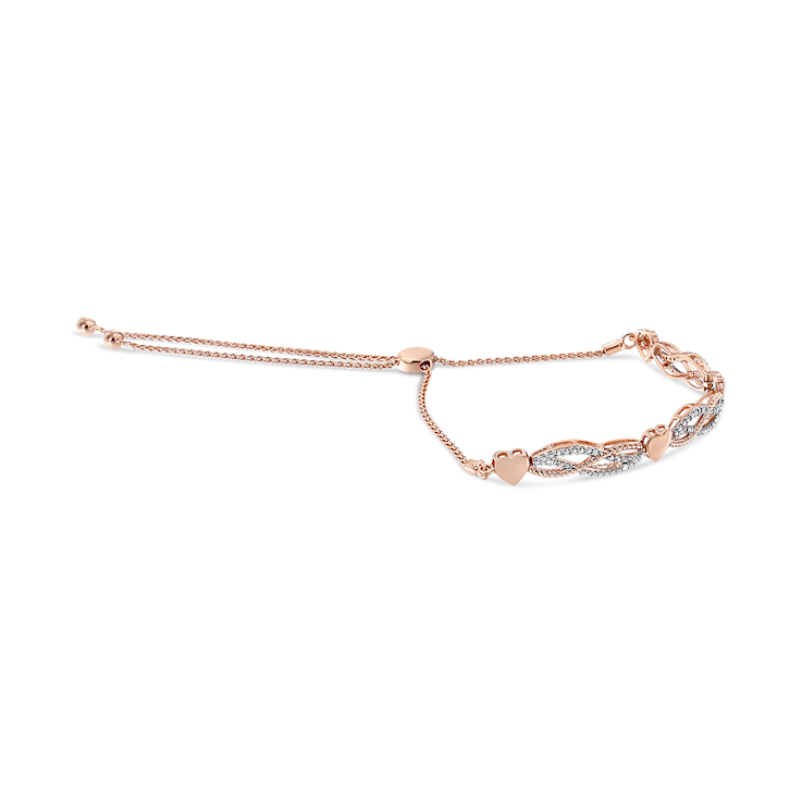 14K Rose Gold Plated Sterling Silver Diamond Accent Adjustable 4”-10”
Bolo Bracelet (I-J, I3)