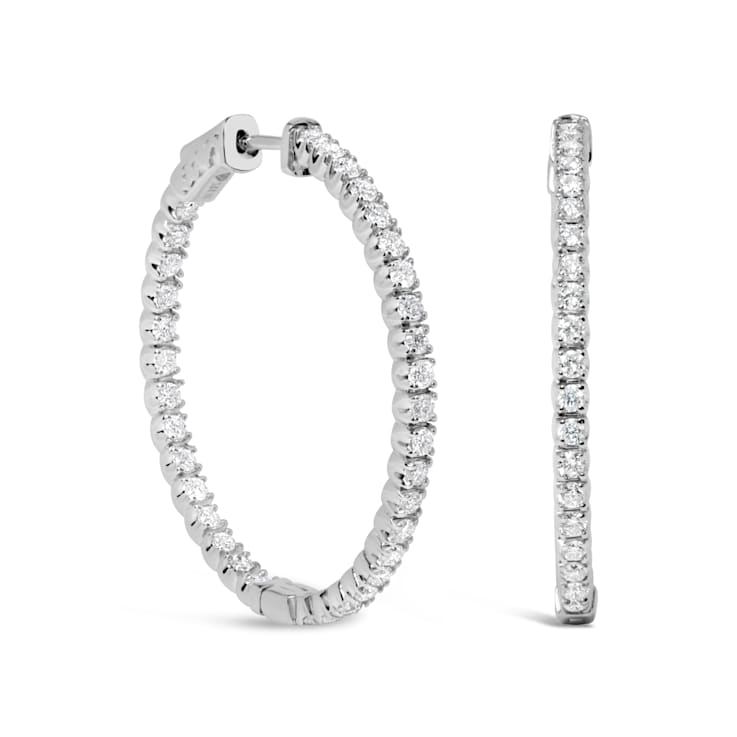 14K White Gold 1 3/4 Cttw Lab Grown Diamond Inside Out Hoop Earrings
(G-H Color, VS2-SI1 Clarity)